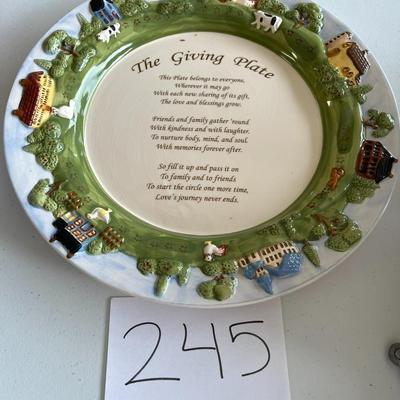 The Giving Plate W/Poem On It, Glass, Country Style