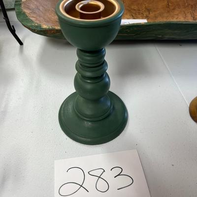 Green Wood Taper Candle Holder