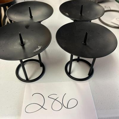 4 Black Metal Pillar Candle Holders