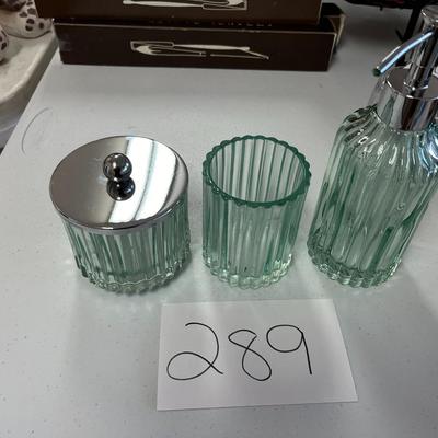 3 Piece Light Green Glass Bathroom Pieces
