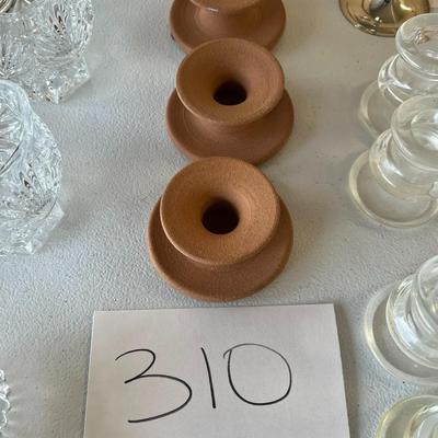 3 Clay Taper Candle Holders