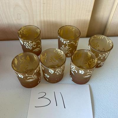 6 Votive Candle Holders - Live, Love, Laugh on bottom edge
