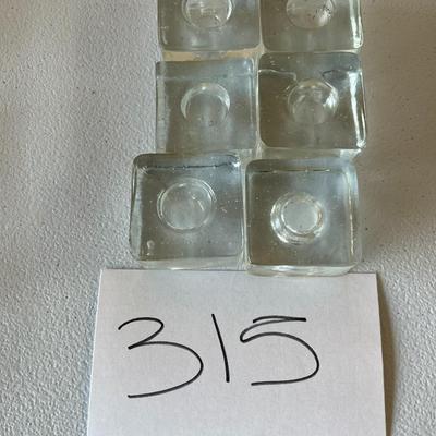 6 Square Glass Shaped Taper Candle Holders