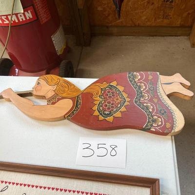 Hand Painted Female Horn Player Wall Décor