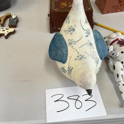 White Garden Dove W/Blue Flowers