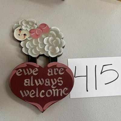 "Ewe Are Always Welcome" Ewe W/Pink Bow Wall Decor
