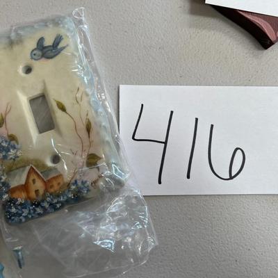 Blue Bird/Country House Ceramic Light Switch Cover