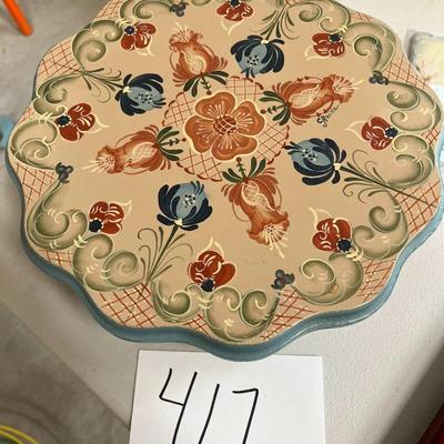 Hand Painted Flowers On Mini Elevated Table Stand