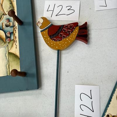 Orange/Red/White Polka Dot Bird - Wood Décor