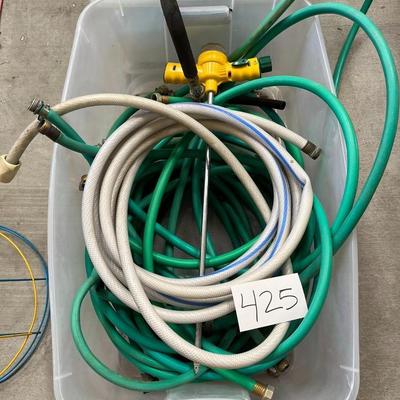 Bin W/Bundle Of Water Hoses & Sprinkler