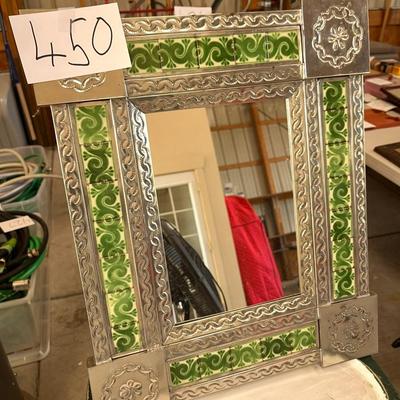 Silver/Green Decorative Tile Mirror 