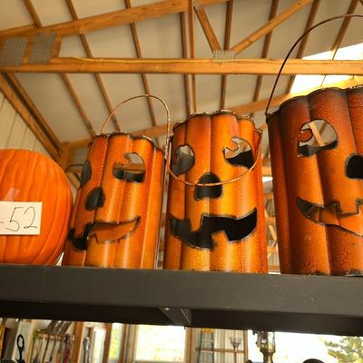 Bundle Of Pumpkins - 3 Jack O Lanterns, 3 Artificial Pumpkins