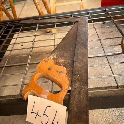 Rusted Hand Saw & Square Measurement Tool