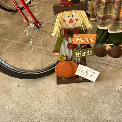 Welcome Friends Scarecrow W/Pumpkin Wood Sign 