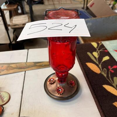 Red Glass Hummingbird Feeder