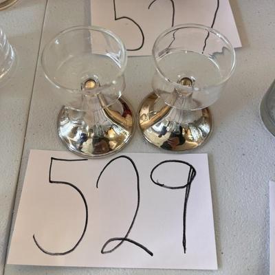2 Clear Glass Silver Steamed Tea Candle Holders