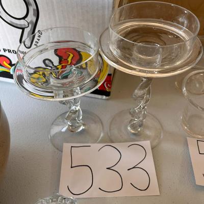 2 Glass Steamed Pillar Candle Holders