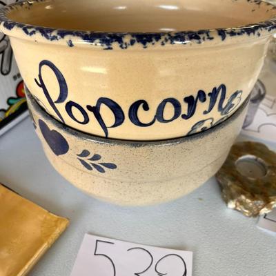 2 Serving Bowls 1 Heart Design & 1 Popcorn W/"Ain't No Mo" Written Inside