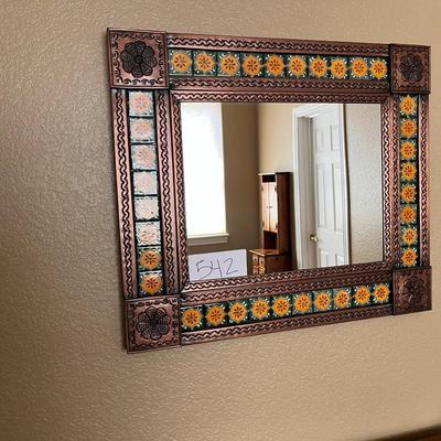 Santa Fe, NM Décor Mirror W/Bronze Tile Flowers 