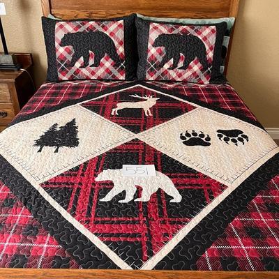 6 Piece Red/Black/White Bear Quilt Bedding Set