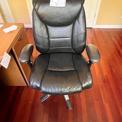 Black Leather Rolling Desk Chair W/Arm Rest