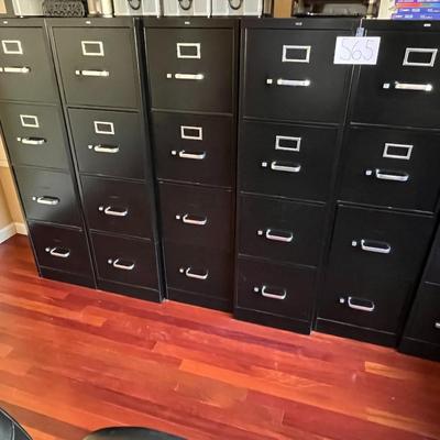 5 Black File Cabinets W/(4) Drawers Each