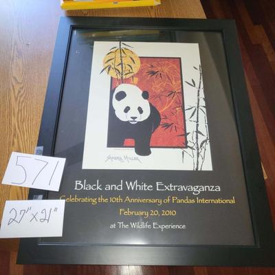 Black and White Extravaganza Panda Print - Black Frame