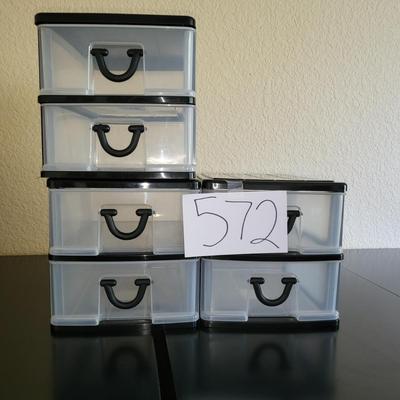 6 Plastic Compartment Containers W/Lids