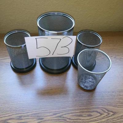 4 Stainless Steel Pen Holders 
