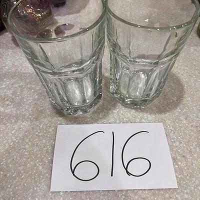 2 Clear Glass Cups