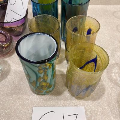 8 Marble Variety Of Colors Glass Cups