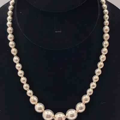 Vintage Mexico Graduated Silver Bead Choker Necklace
