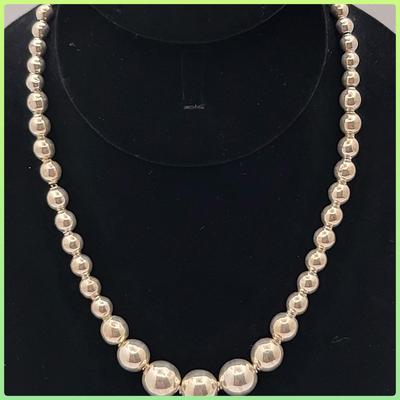 Vintage Mexico Graduated Silver Bead Choker Necklace