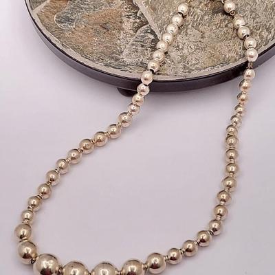 Vintage Mexico Graduated Silver Bead Choker Necklace