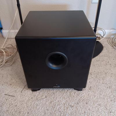 MIRAGE NANO S8 AND 2 MIRAGE NANOSAT SPEAKERS ON ADJUSTABLE HEIGHT STANDS