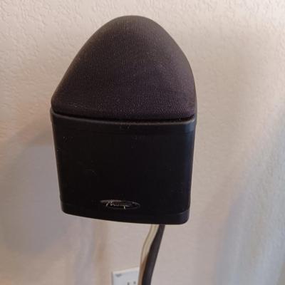 MIRAGE NANO S8 AND 2 MIRAGE NANOSAT SPEAKERS ON ADJUSTABLE HEIGHT STANDS