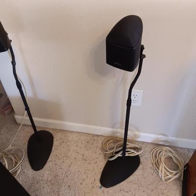 MIRAGE NANO S8 AND 2 MIRAGE NANOSAT SPEAKERS ON ADJUSTABLE HEIGHT STANDS
