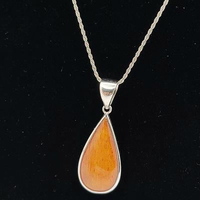 Petrified Wood Sterling Necklace & Earring Set 10.3gr