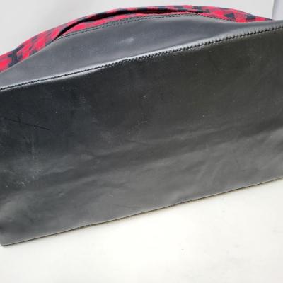 Lands End Red Black Checkered Weekender Tote Bag