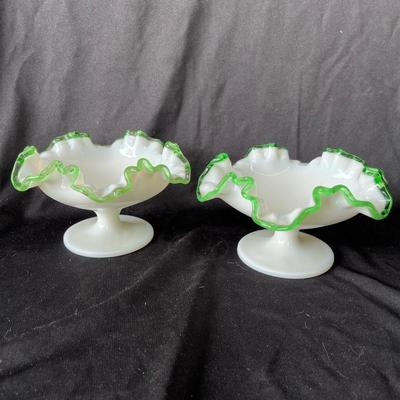 Lot 26 Fenton Emerald Crest Compotes
