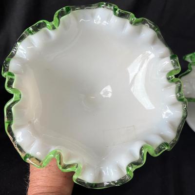 Lot 26 Fenton Emerald Crest Compotes