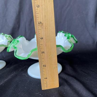 Lot 26 Fenton Emerald Crest Compotes