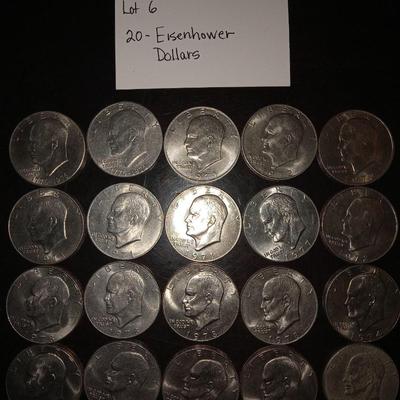 20 Eisenhower dollars