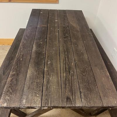 Wooden Picnic Table With Two Benches (2G1-MG)