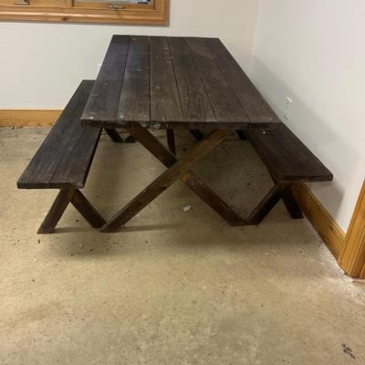 Wooden Picnic Table With Two Benches (2G1-MG)