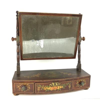 594 Antique Victorian Handpainted Dressing Mirror