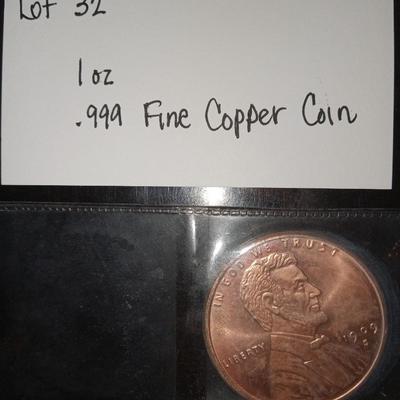 Copper coin 1 oz coin lincoln