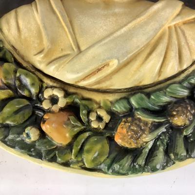 595 Antique Plaster Della Robbia Roundel Wall Plaque