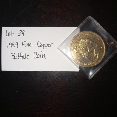 Fine copper Buffalo coin
