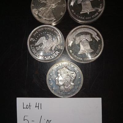 5 1 oz silver bullion